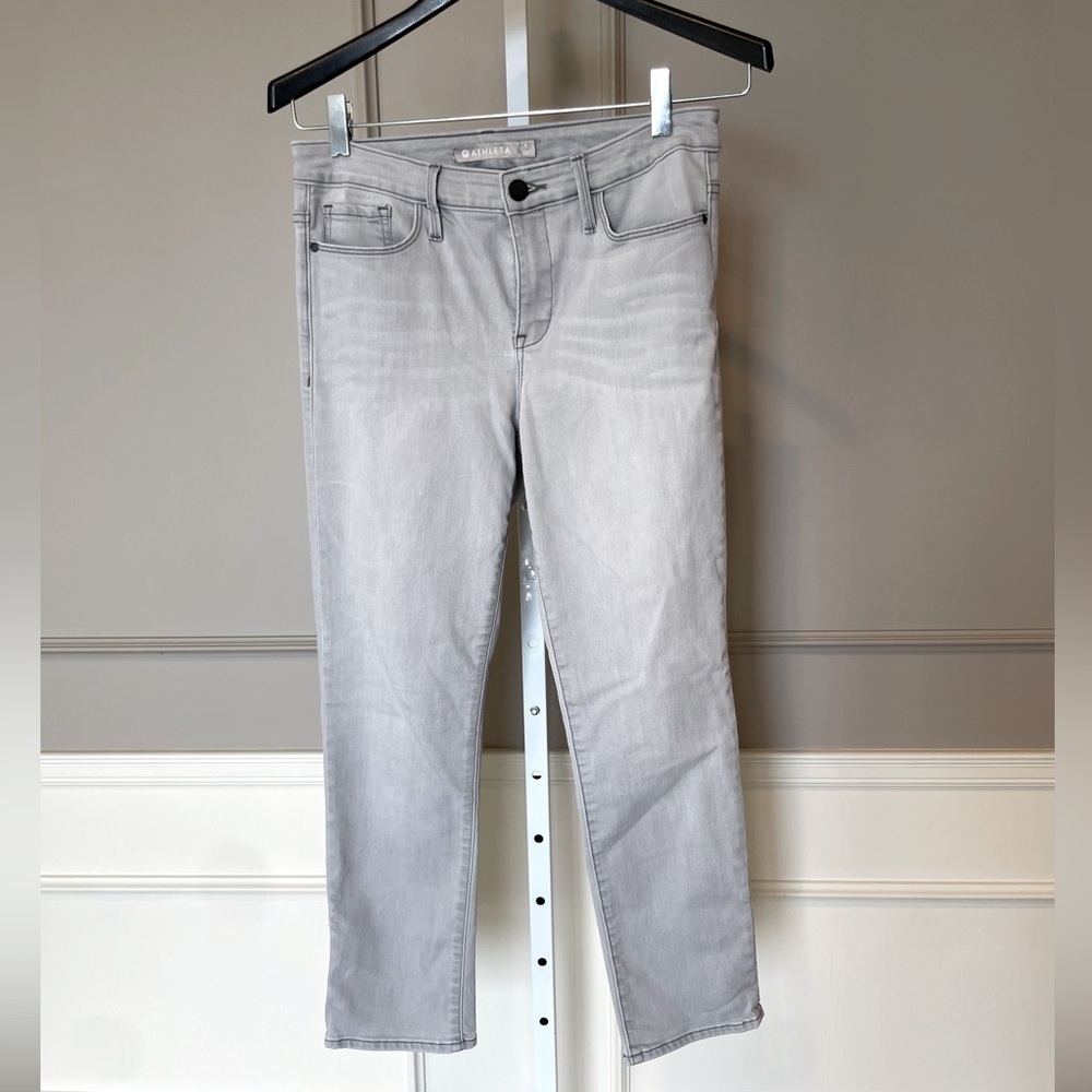 Athleta Sculptek Skinn Kenai Wash grey skinny jeans Size 6 Soft Cropped Stretch